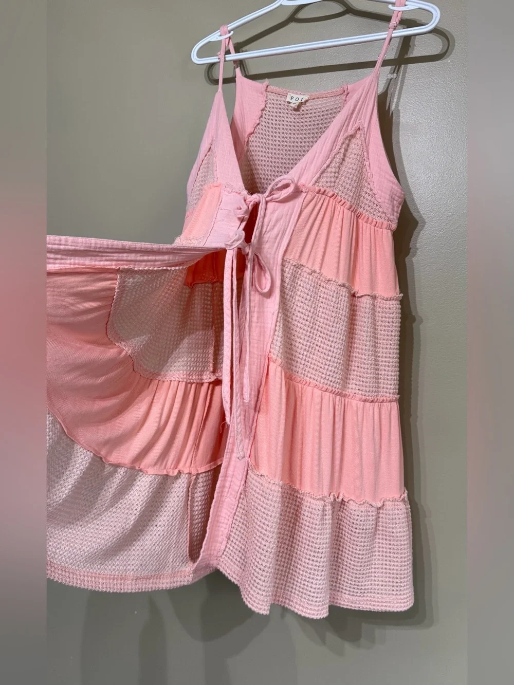POL Waffle Tie Front Mini Dress - Picture 12 of 14